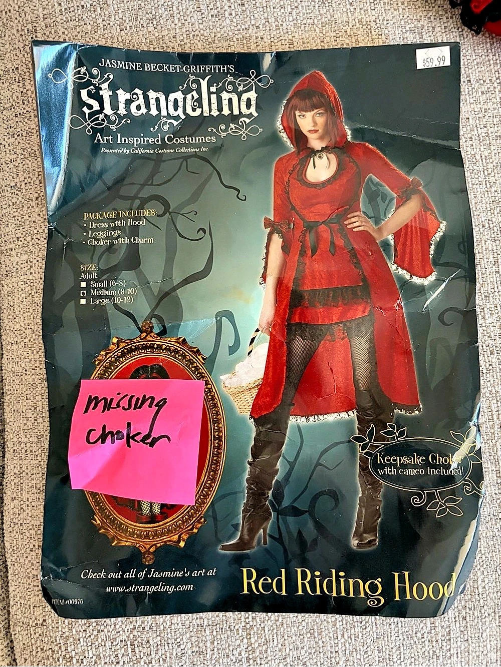 Halloween Costume Red Riding Hood Velvet Dress Cape Fishnets Women’s M (8-10)
